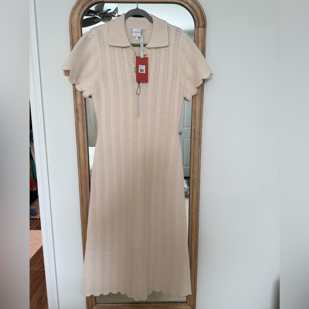 Hunter Bell Cream Knit Midi Dress